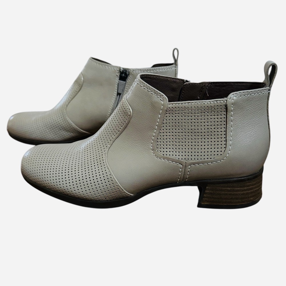 Dansko Lola Ankle Booties Womens 40 9.5-10 Ivory Beige Leather Comfort Boots Zip